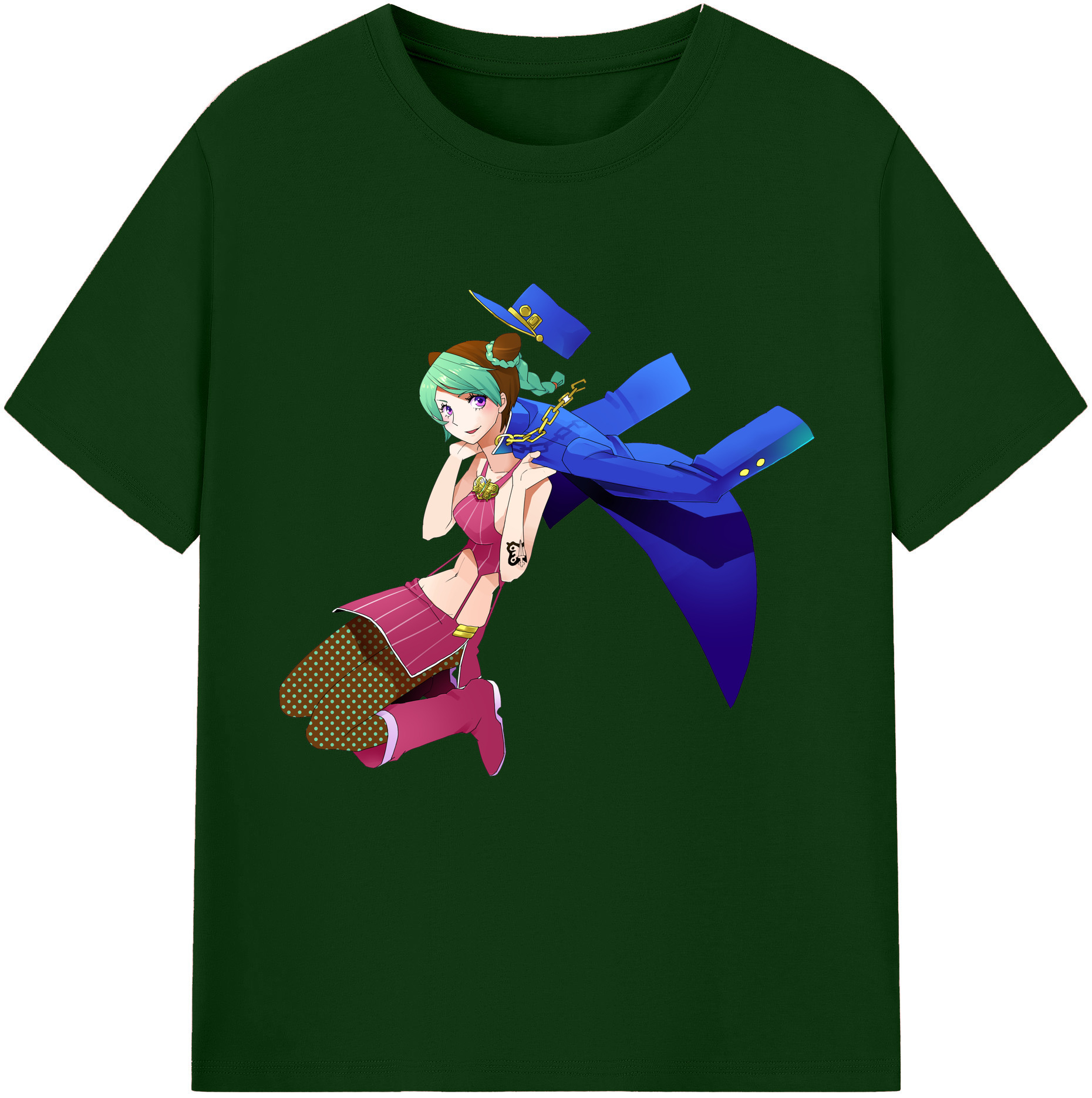 （画像用） "ジョジョの奇妙な冒険 くうじょう ジョリーン JoJo's Bizarre Adventure Jolyne Cujoh " 綿100％半袖Tシャツ（フロントプリント）